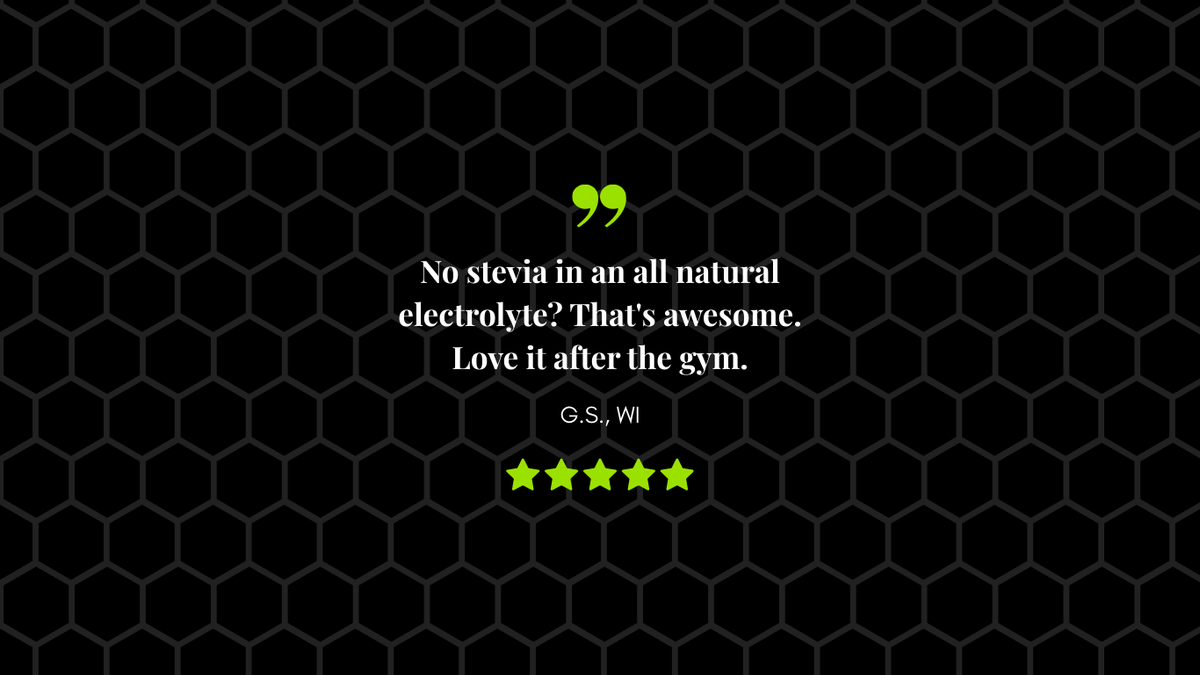 Hexagonal pattern with a quote and five-star rating on a black background